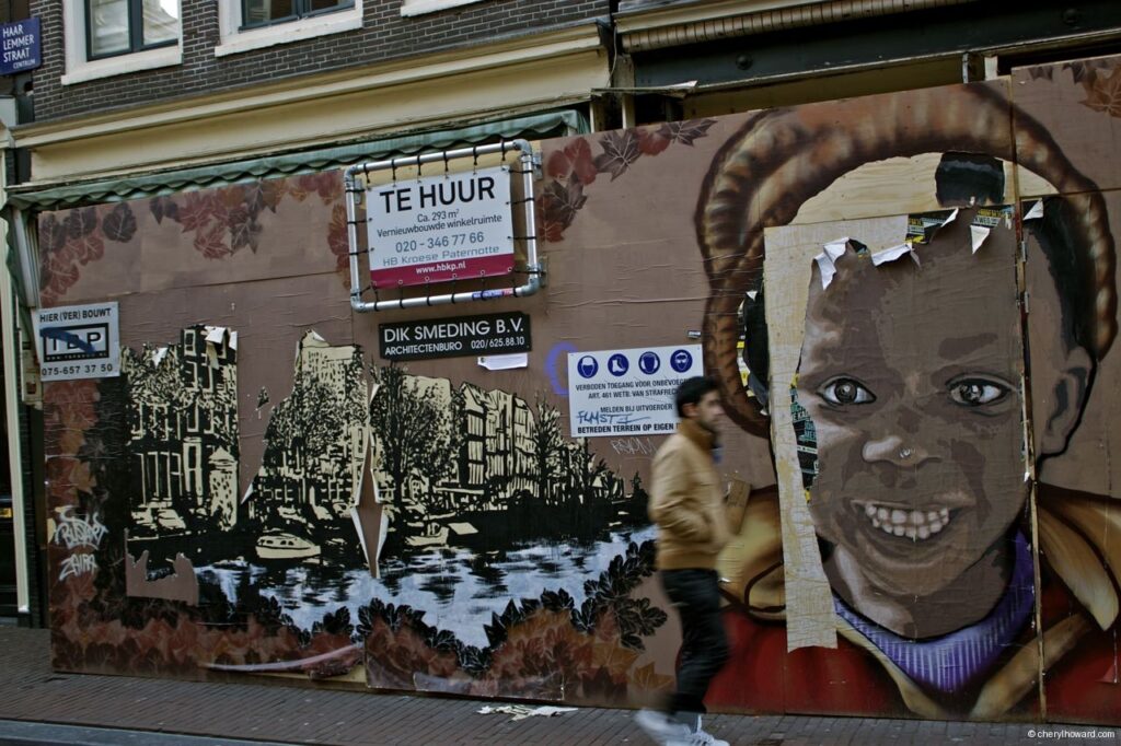 Boys Face Street Art Mural Amsterdam