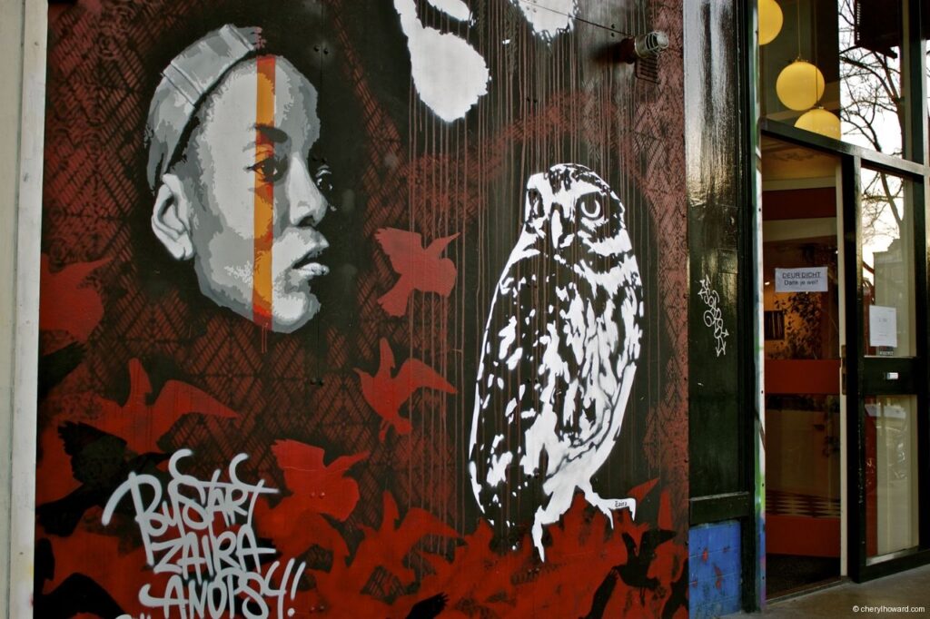 Owl and Woman Street Art Amsterdam