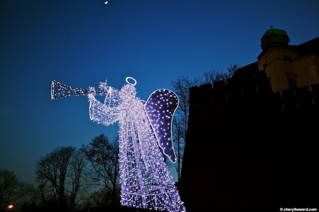 Krakow Poland At Night - Christmas Angel