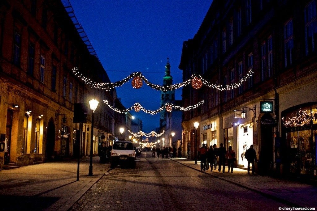 Krakow Poland At Night - Christmas Lights