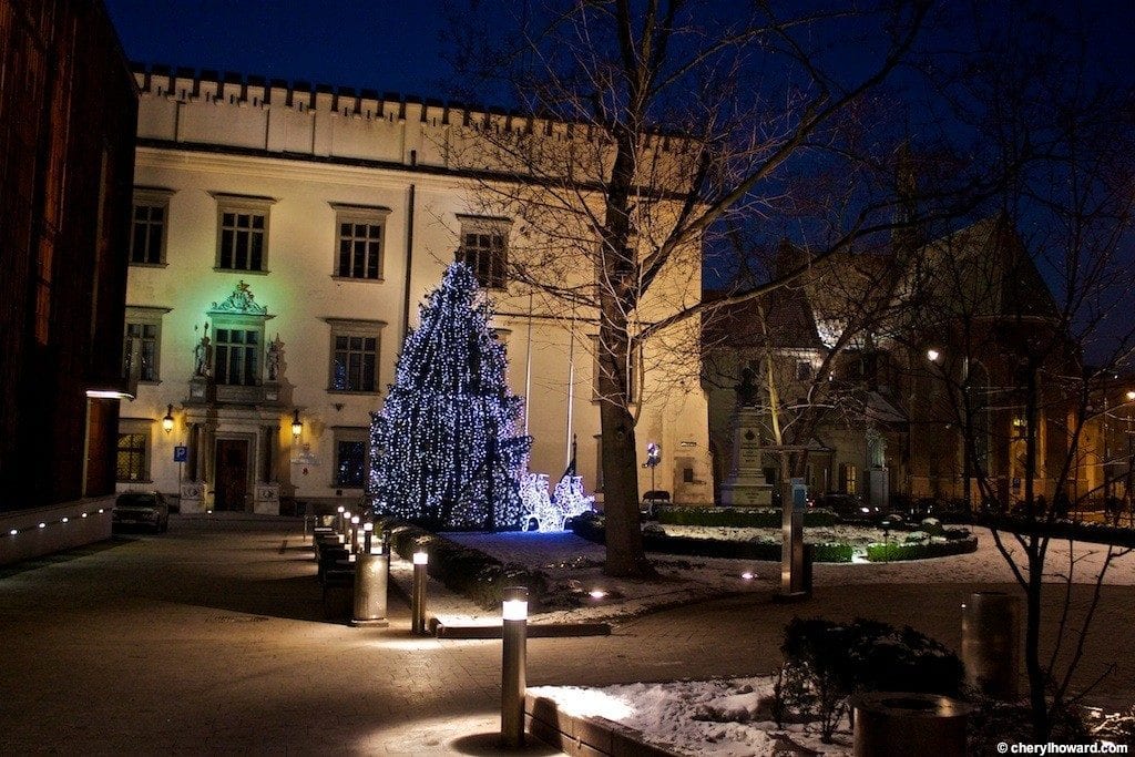 Krakow Poland At Night - Christmas Tree