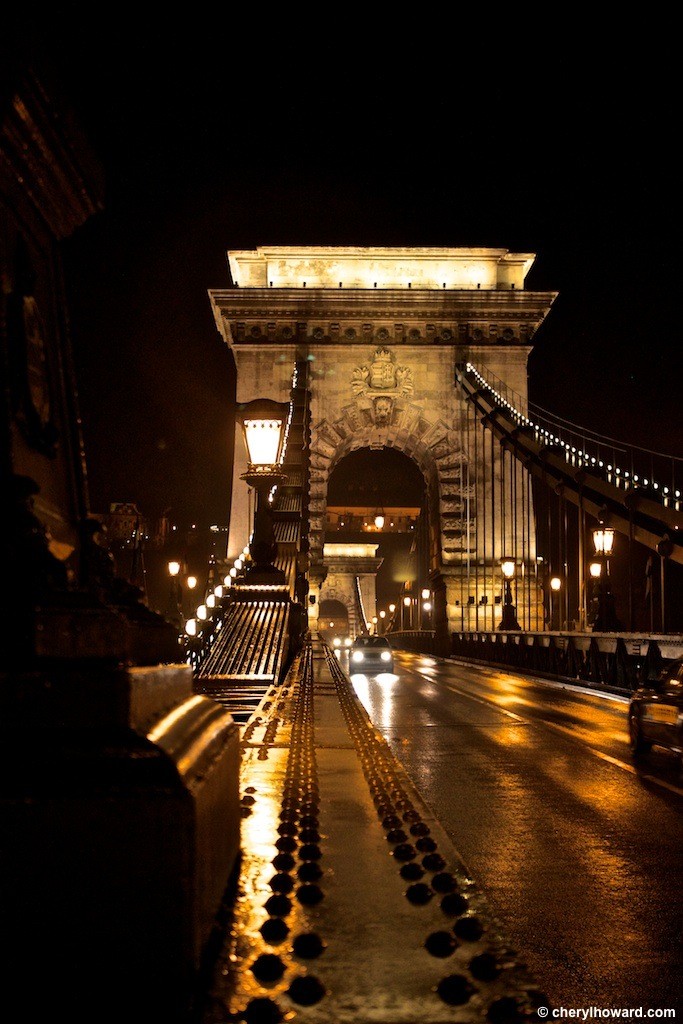 Chain Bridge in Budapest Night Rain