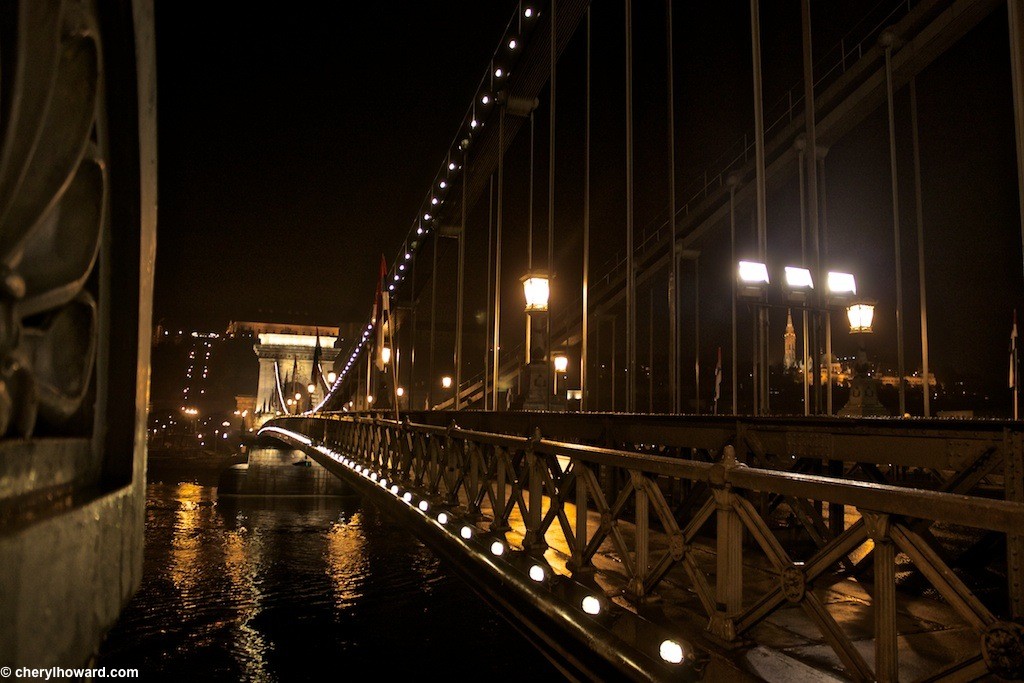 Chain Bridge in Budapest Night Long View