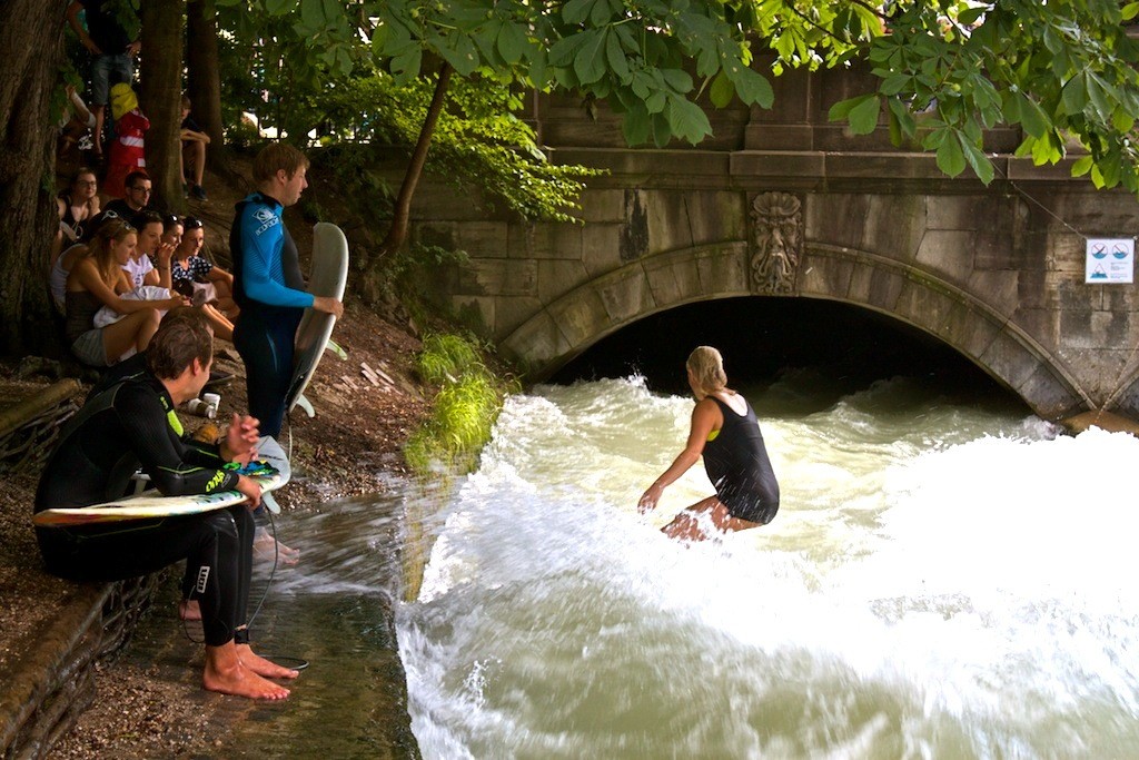 River Surfing in Munich Germany, A Landlocked City