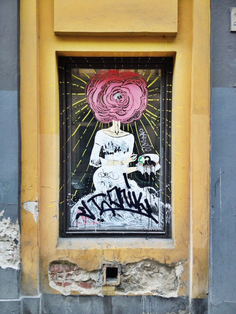 Flower Head Woman Street Art Budapest
