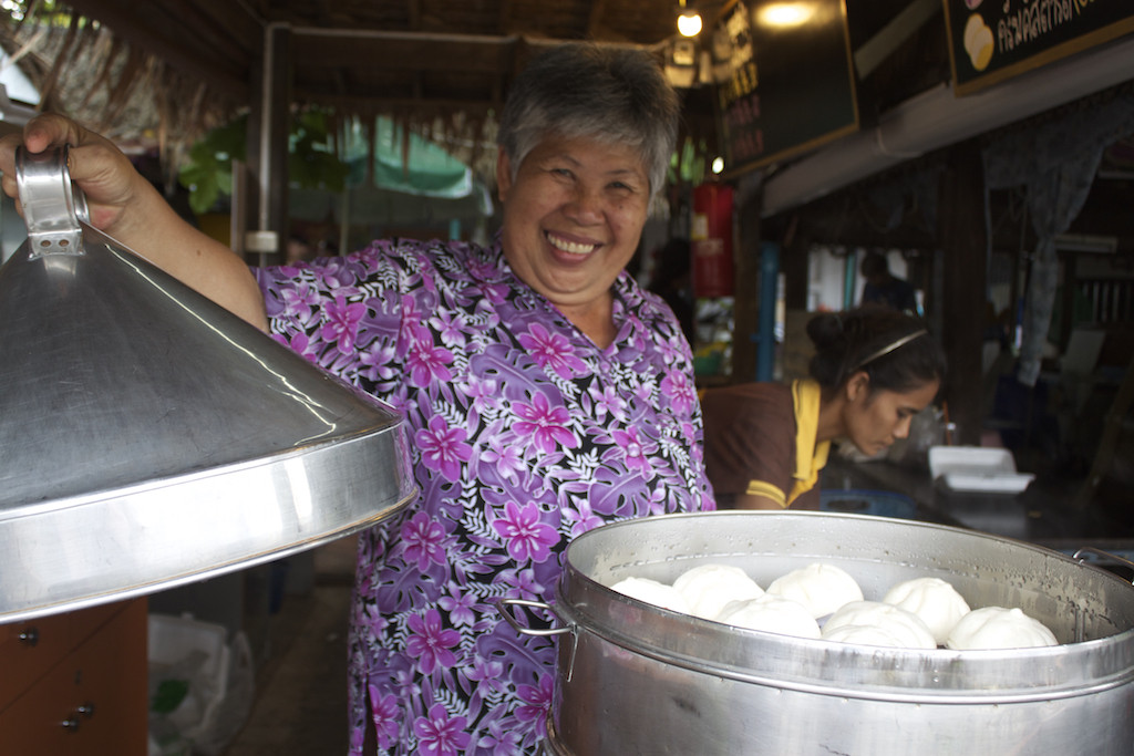 Adorable Old Lady at Klong Bang Luang in Bangkok