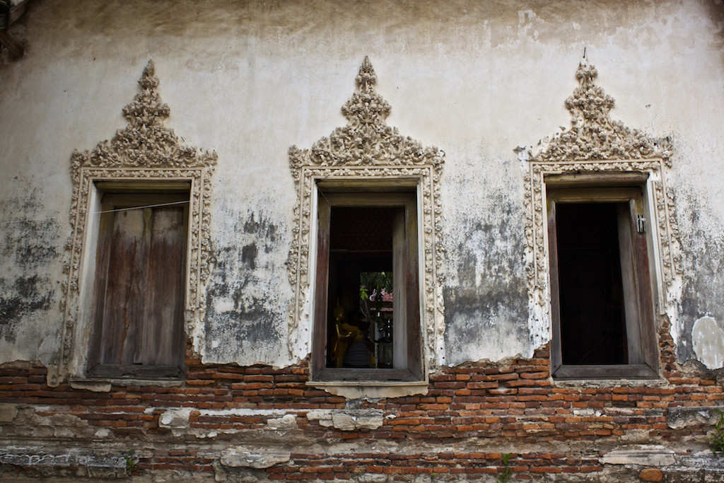 Windows at the Ubosot at Wat Kampaeng Bangkok