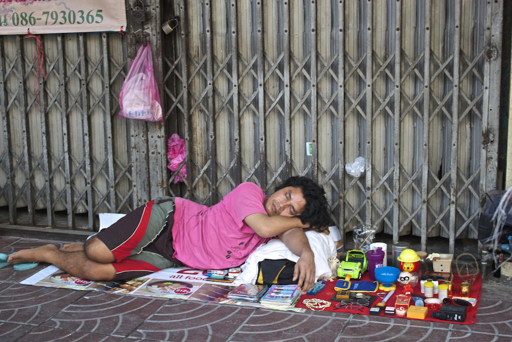 Bangkok Chinatown - Sleeping Vendor