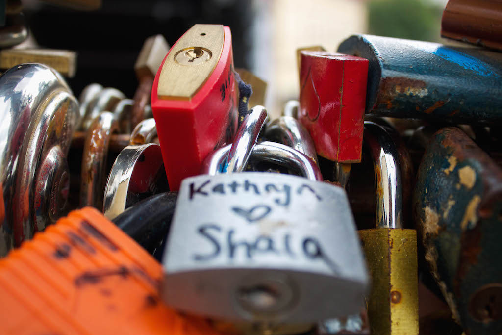Prague Love Locks Čertovka Bridge - Kathryn and Shalg