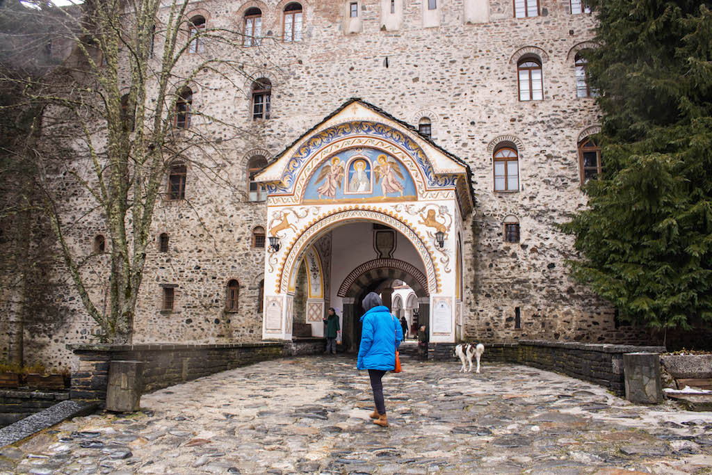 Standing in Front in Rila Monastery