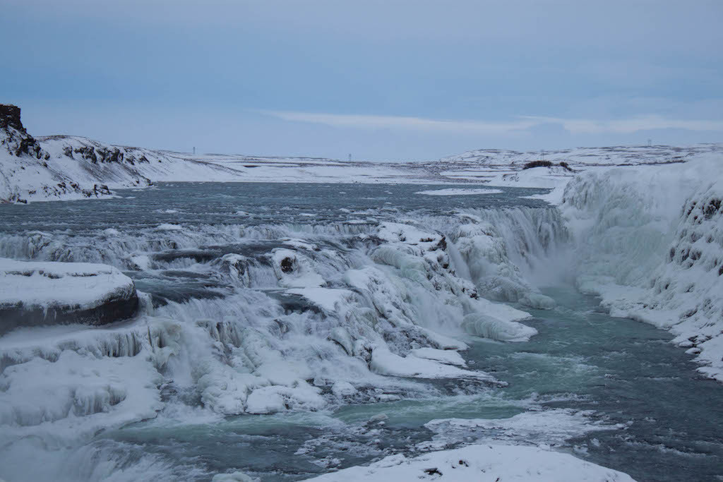 Gullfoss Waterfall in Winter - Frozen