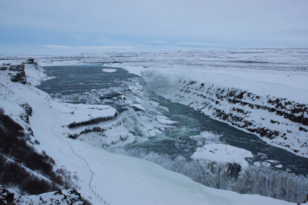 Gullfoss Waterfall in Winter - Full View