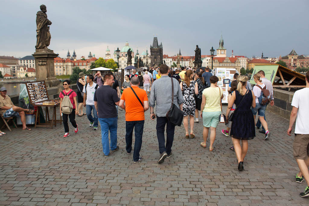 Prague Photos - Charles Bridge Tourists