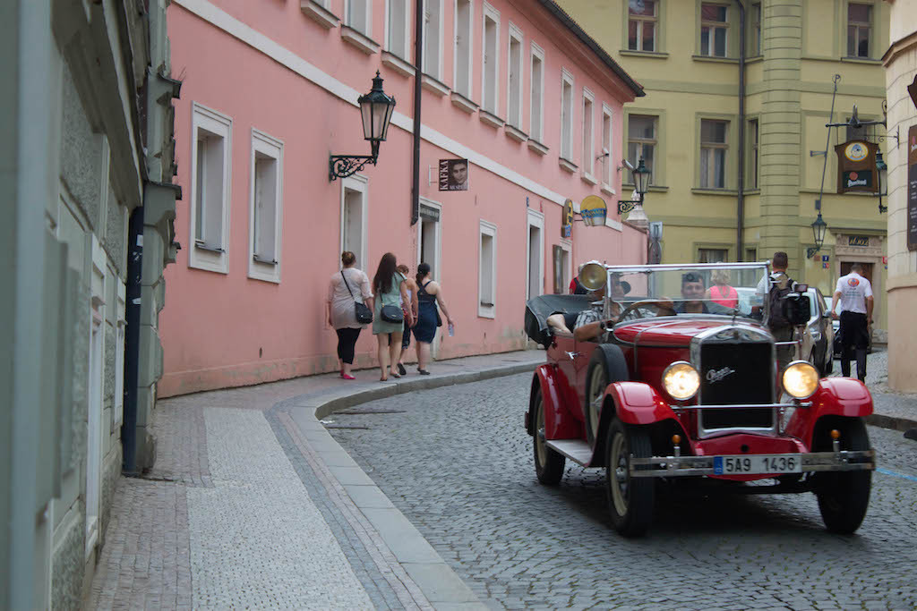 Prague Photos - Classic Car with Tourists