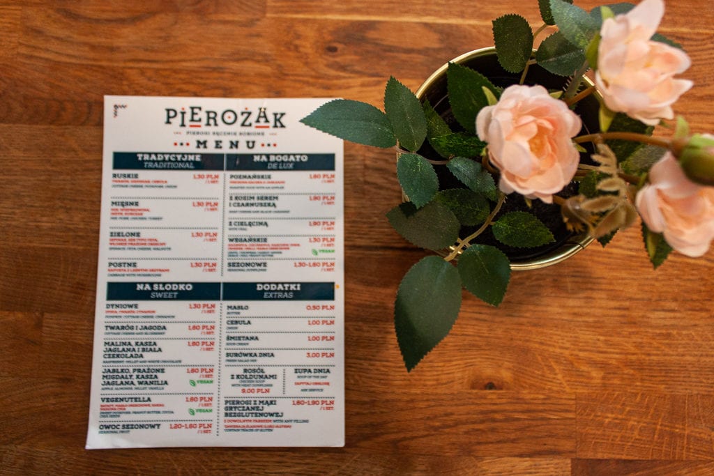 Poznan Restaurants - Pierożak Pierogarnia Menu