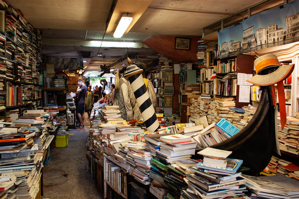 Libreria Acqua Alta Venice Italy Gondola With Books