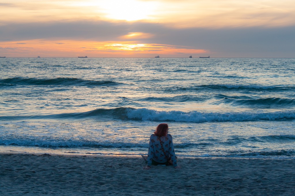 Warnemünde Strand - Girl Alone At Beach