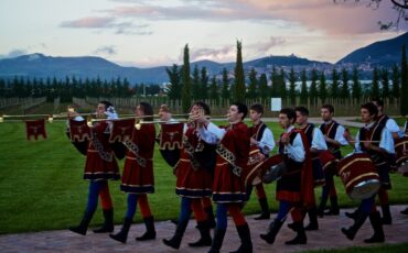 Flag Wavers And Musicians In Città della Pieve, Italy