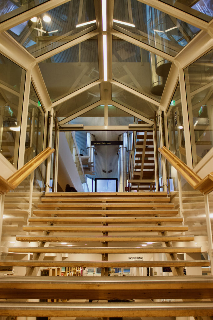 Stockholm University Library - Stairwell Wood Glass